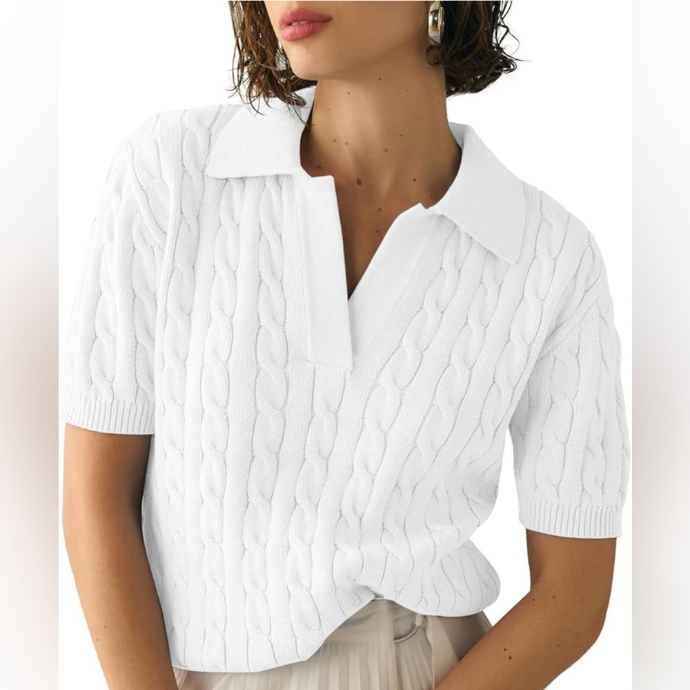 IMILY BELA | Elegant White Cable Knit Blouse